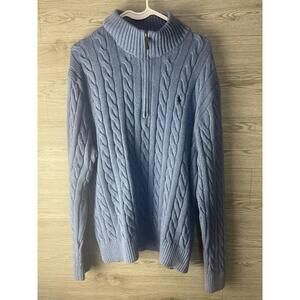 Polo Ralph Lauren Mens Cotton Quarter Zip Blue Cotton XXL